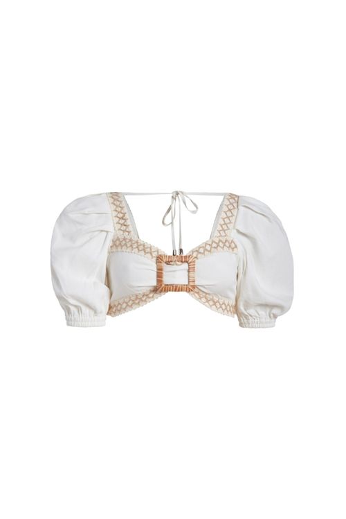 Top cropped jute trim 
 off white