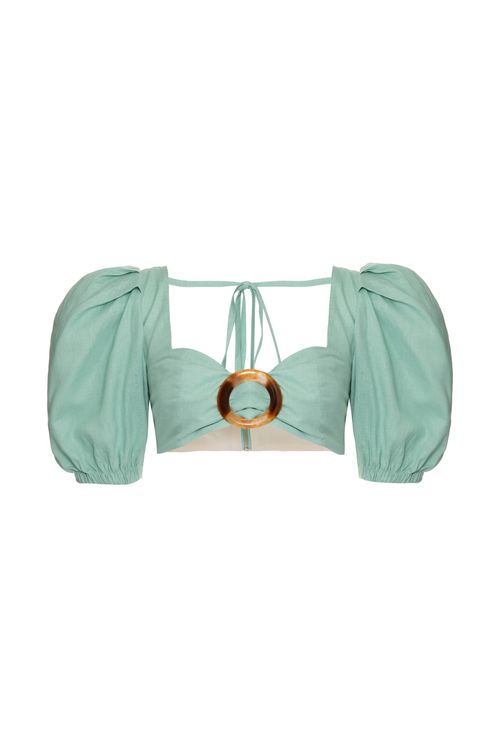 Top linho argola verde