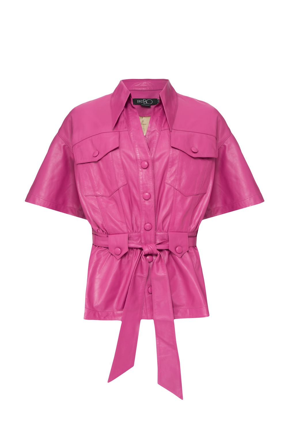 Casaco amplo recortes couro glam rock pink