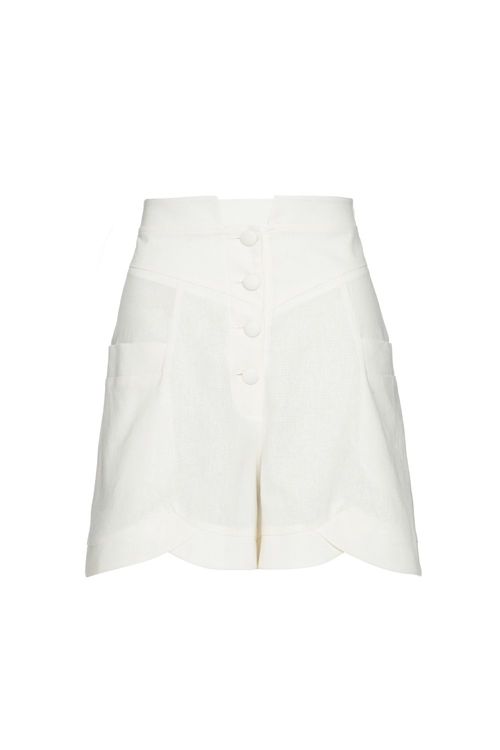 Short botões linho french off white