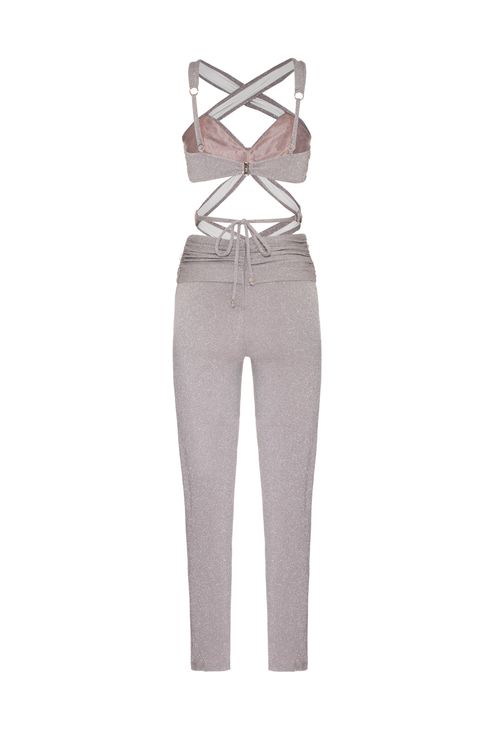 Macacão cruzado lurex camden prata