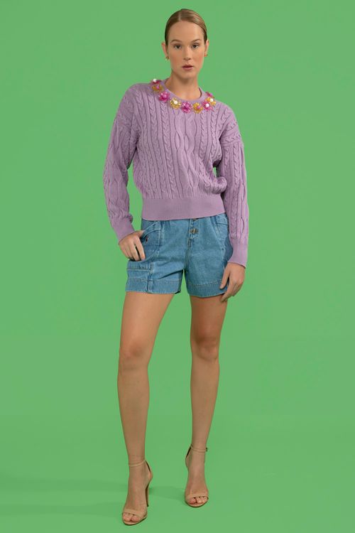 Tricot flores dream festival lilas