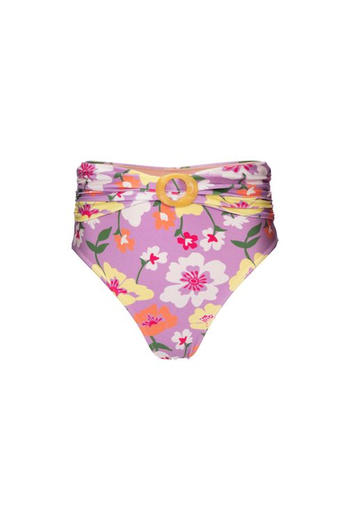Hot pants fivela retrô flower lilas