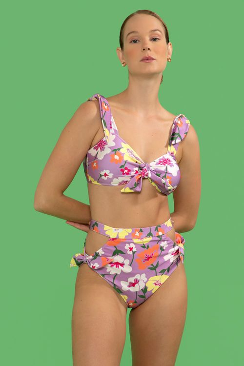 Hot pants laços retrô flower lilas