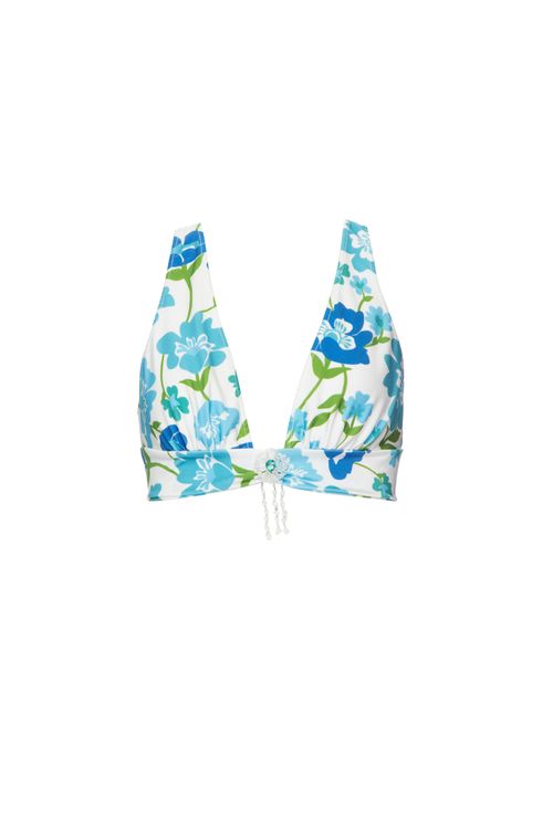 Top biquíni bordado retrô flower off white