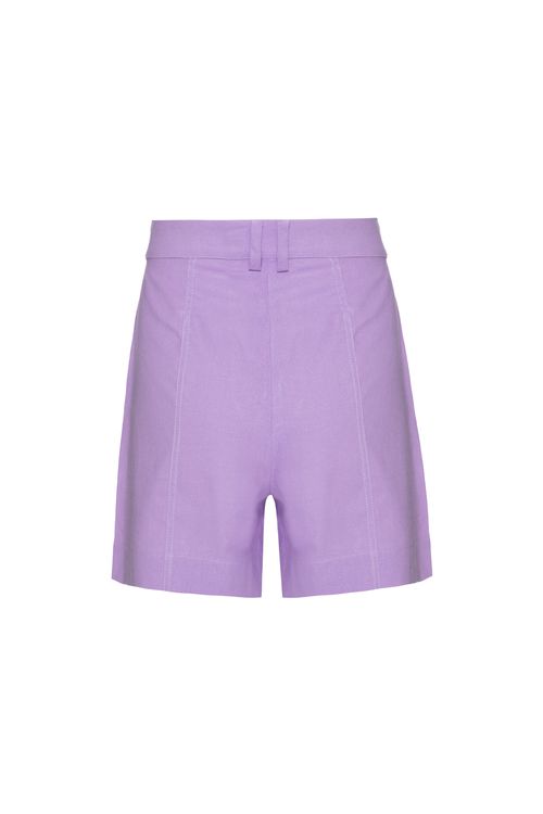 Short recortes linho balneário lilas