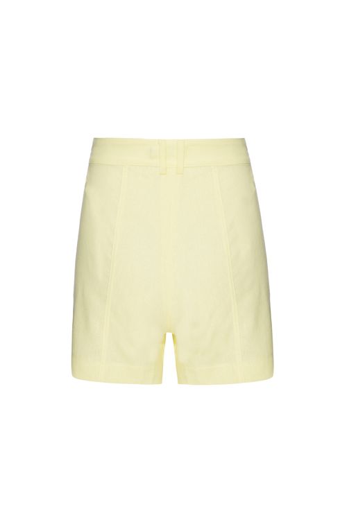 Short recortes linho balneário amarelo
