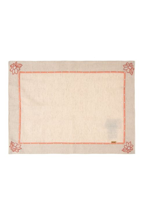 Jogo americano bordado flor rosa