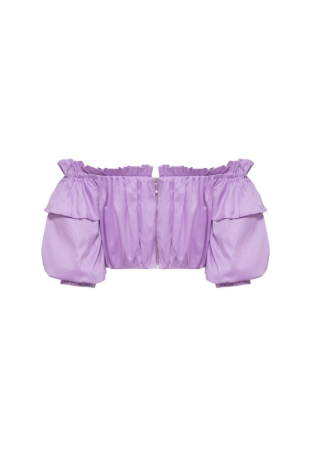 Top cropped babado tricoline jane lilas