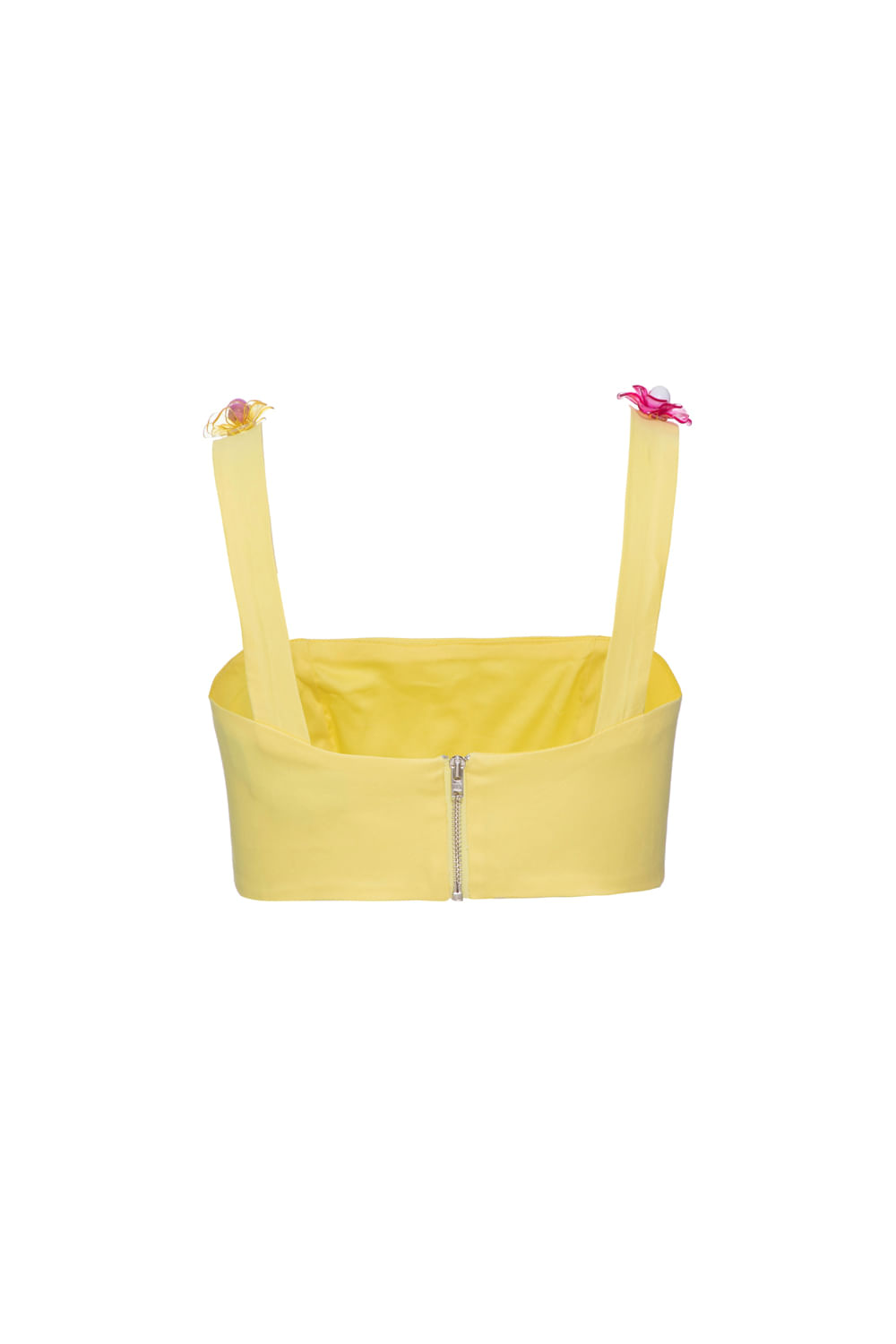 Top cropped bordado tricoline jane amarelo