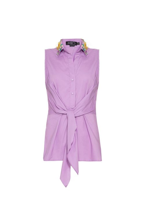 Camisa amarração tricoline jane lilas