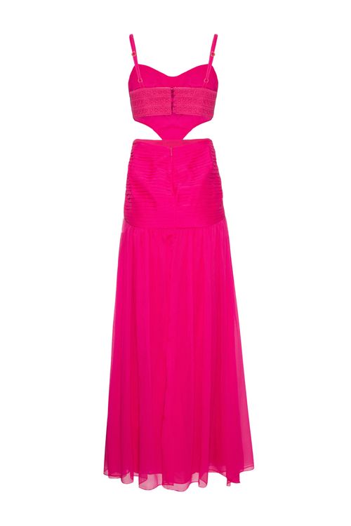 Vestido longo entremeio party tate pink