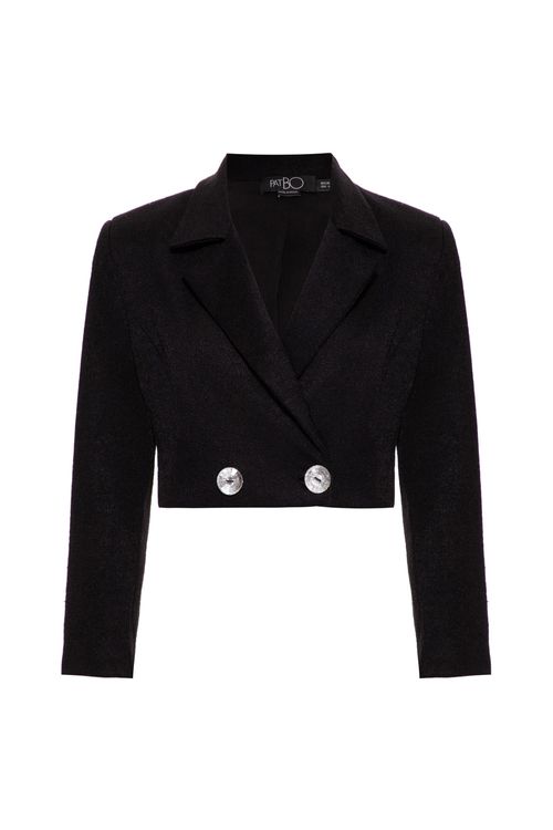 Blazer curto transpassado malha luxor spy preto