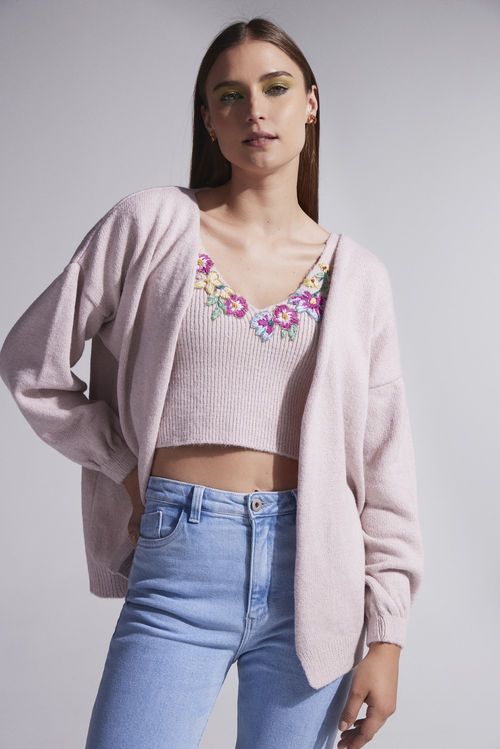 Conjunto tricot miss emily rosa