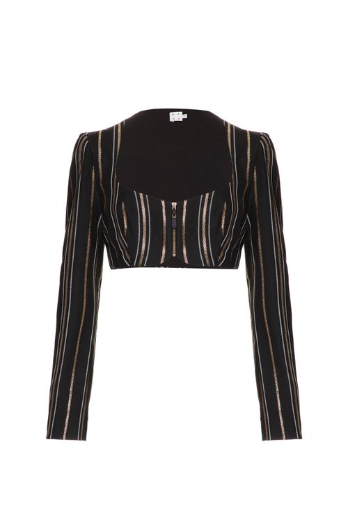 Top listras jacquard preto