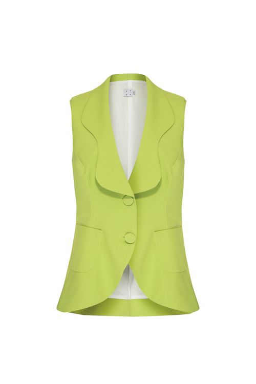 Colete bolsos crepe verde