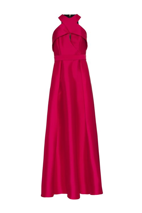 Vestido longo cruzado frente única zibeline pink