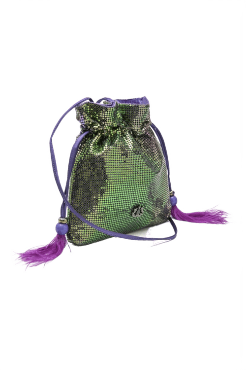 Bolsa bucket malha metálica aurora boreal