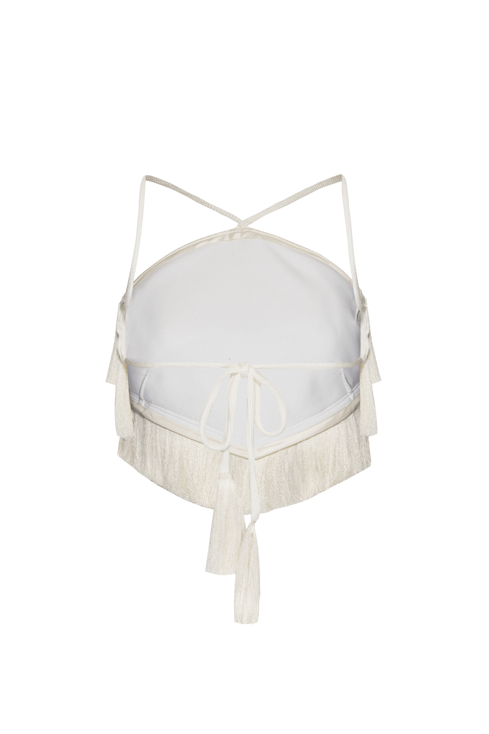 Top cropped franjas malha starry off white