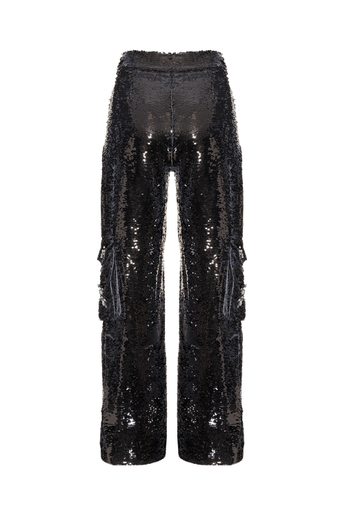 Calça bordada pedraria paetê vibrant preto