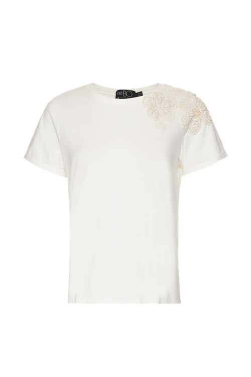 T-shirt bordada natural senses off white