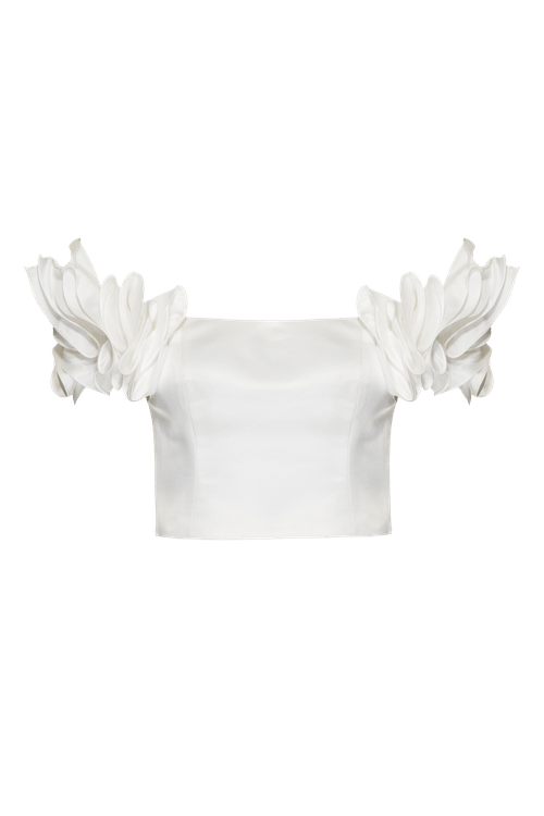 Top cropped ombro a ombro serenity off white