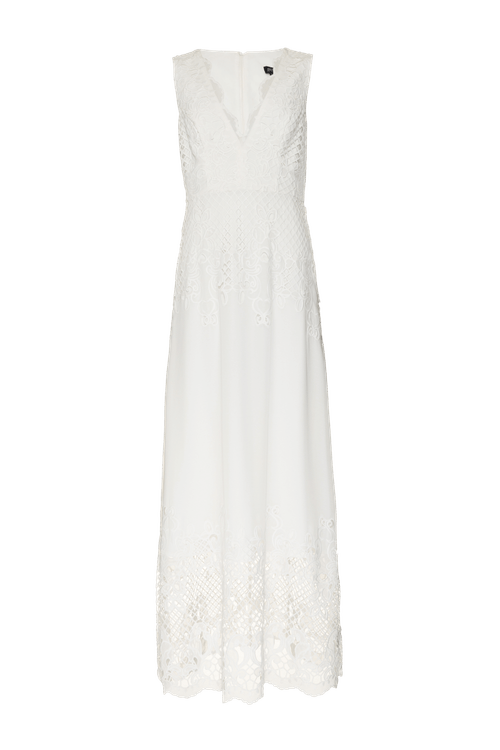 Vestido longo chiffon pearl glam off white