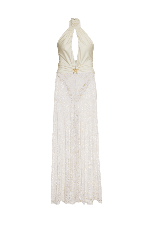 Macacão frente única tela  lurex flash off white