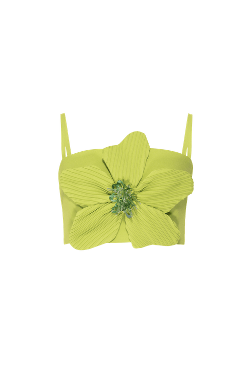 Top cropped flower crepe joyful verde