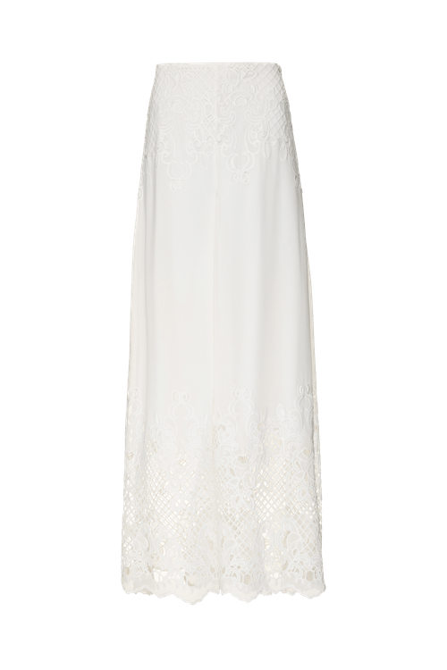 Calça ampla chiffon pearl glam off white