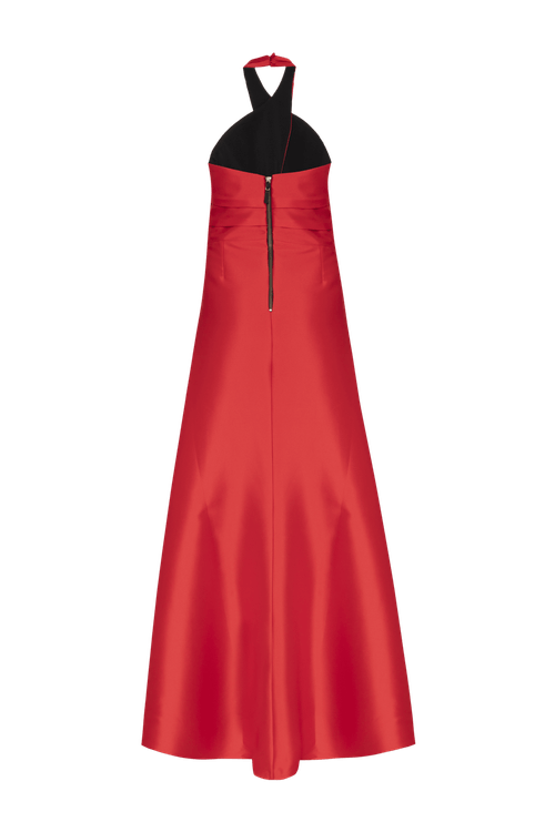 Vestido longo frente única étoile mikado vermelho