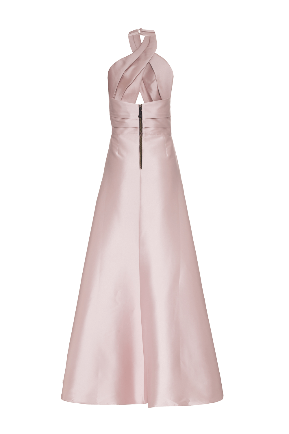 Vestido longo frente única étoile mikado rose