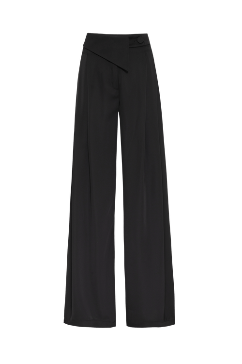 Calça ampla cetim monalisa preto