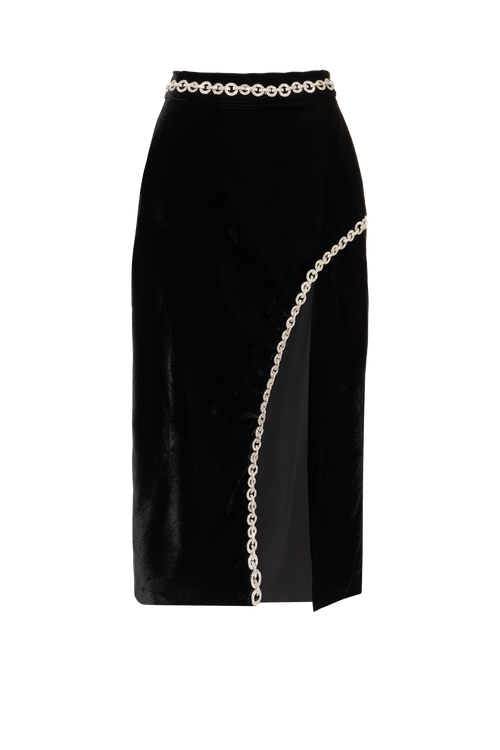 Saia mídi correntes new radiant velvet preto