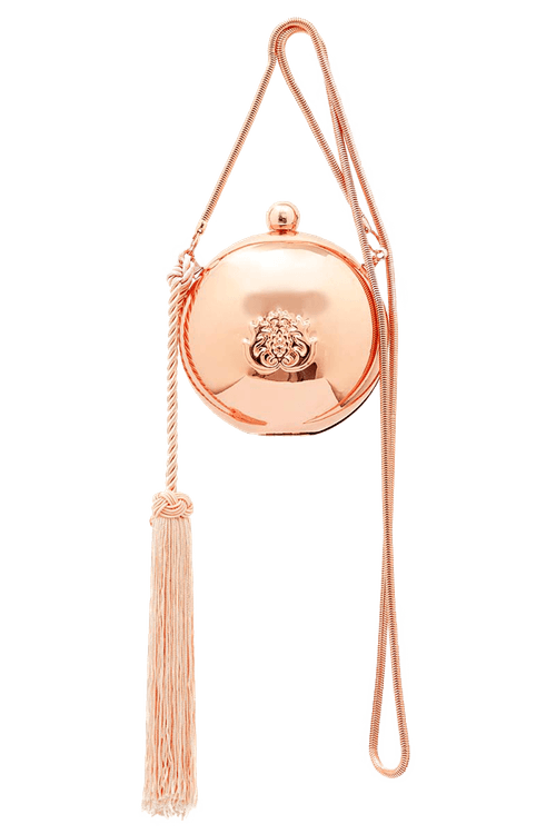 Bolsa clutch esfera metal ouro rosa
