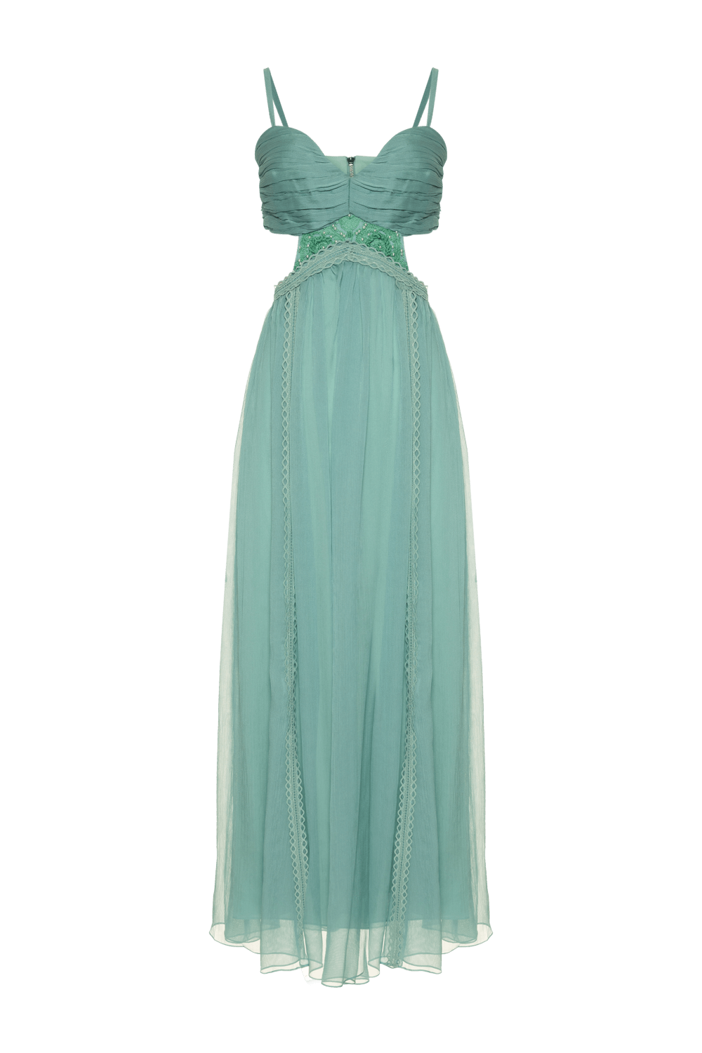 Vestido longo entremeios silky resort verde