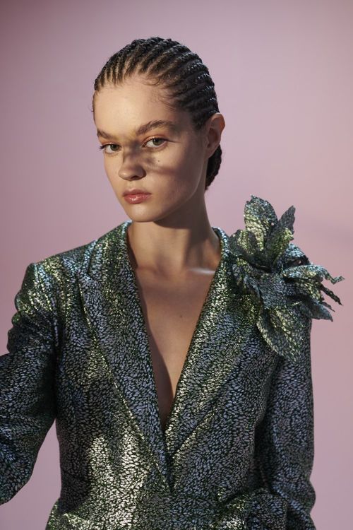 Broche flor tule origami tule marant verde