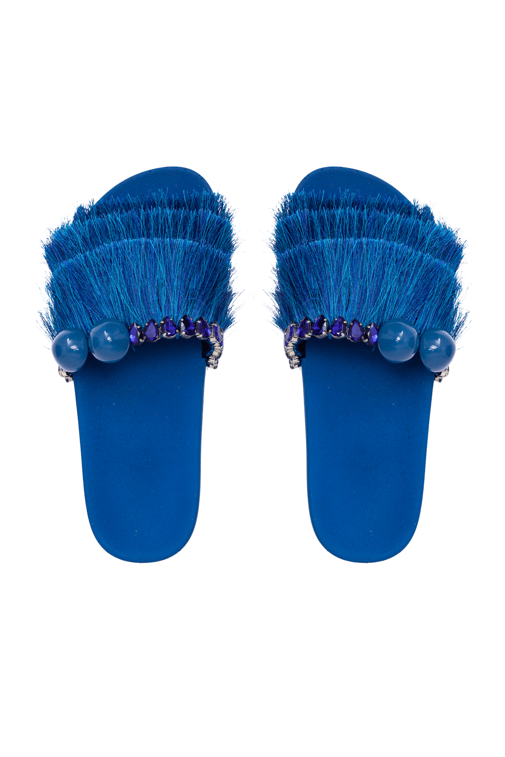 Sandália franjas bordado natural senses azul