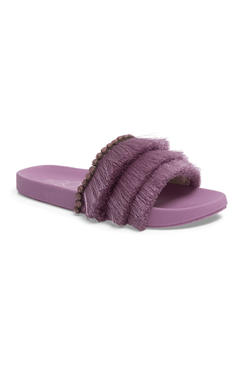Sandália pedraria franjas natural senses roxo
