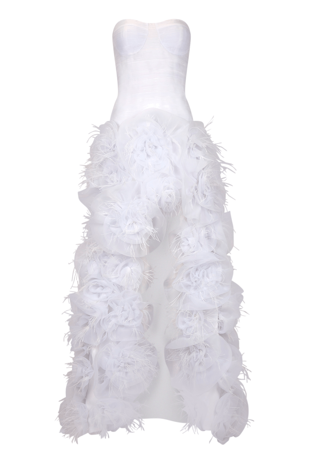 Vestido longo organza bloom branco