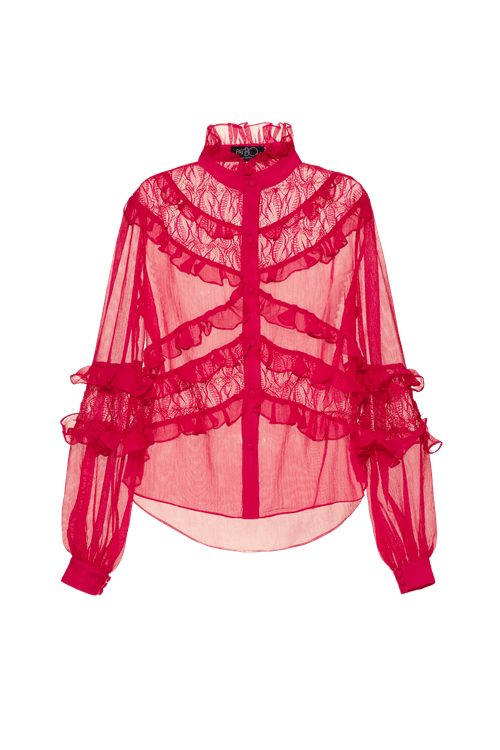 Camisa babados silky grace aura pink