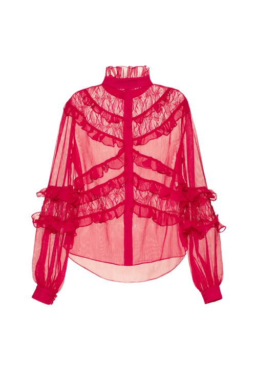 Camisa babados silky grace aura pink