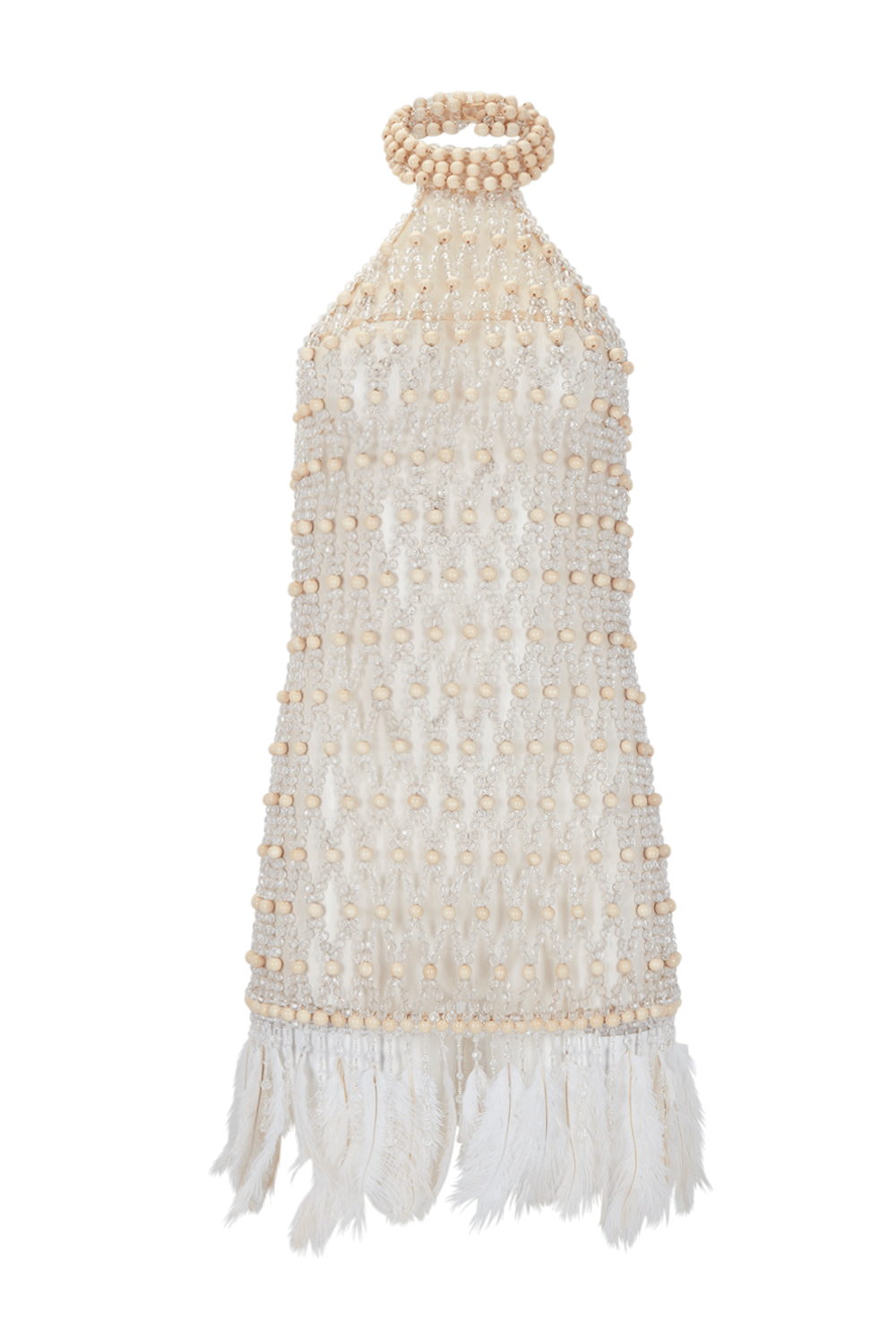 Vestido curto tule tropical pearl cru