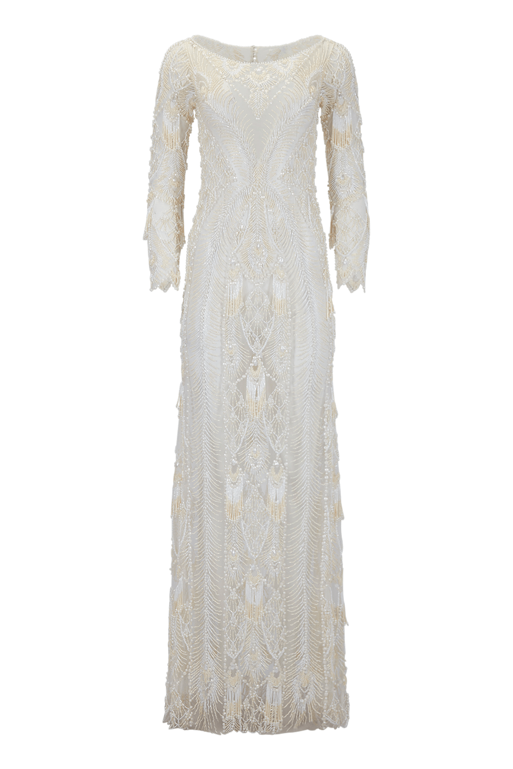 Vestido longo tule ricamare off white