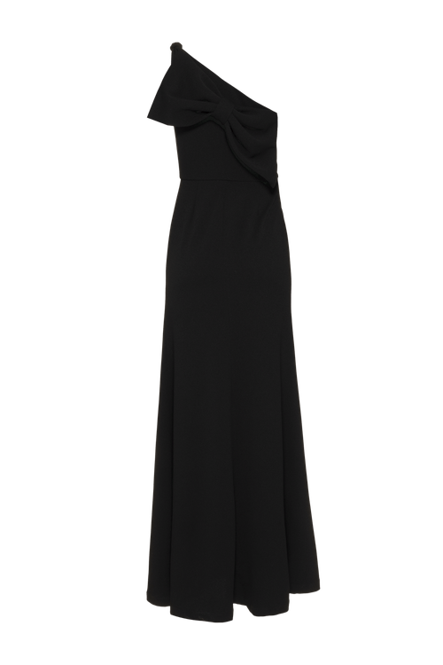 Vestido longo laço crepe light spot preto