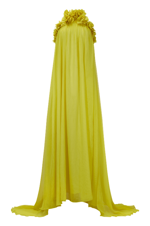 Vestido longo frente única silky grace amarelo