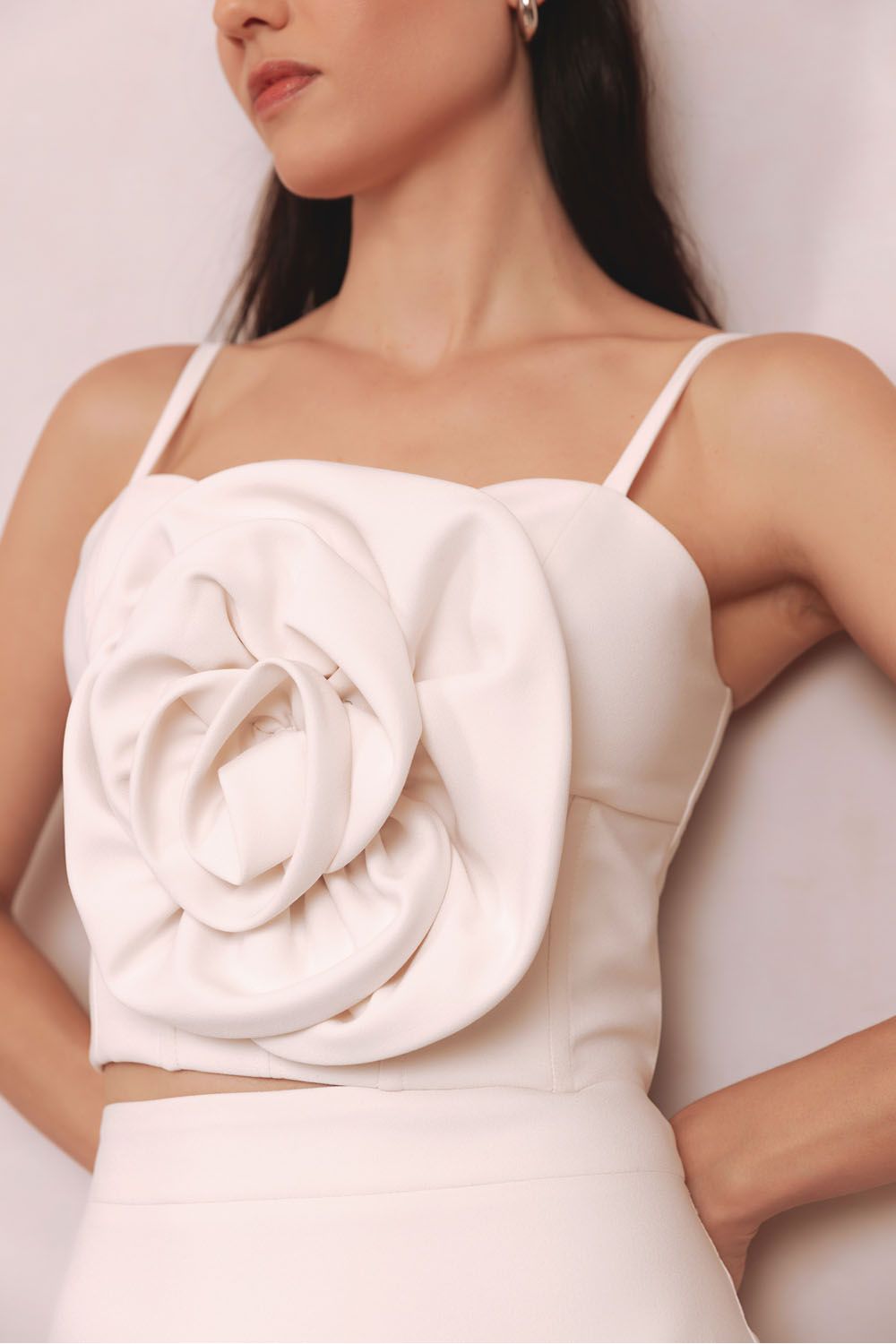 Top cropped crepe blume off white