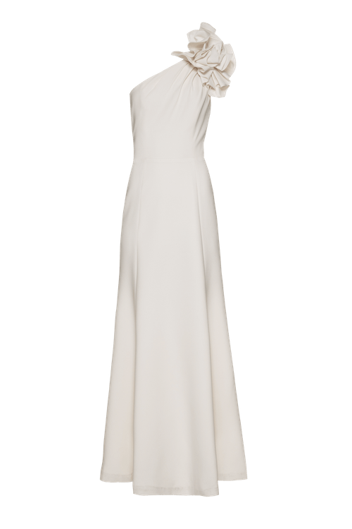 Vestido longo flower crepe blume off white