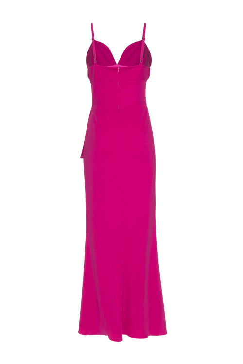 Vestido longo fenda crepe light spot pink