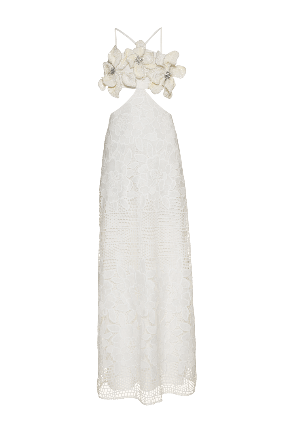 Vestido longo guipir aura off white